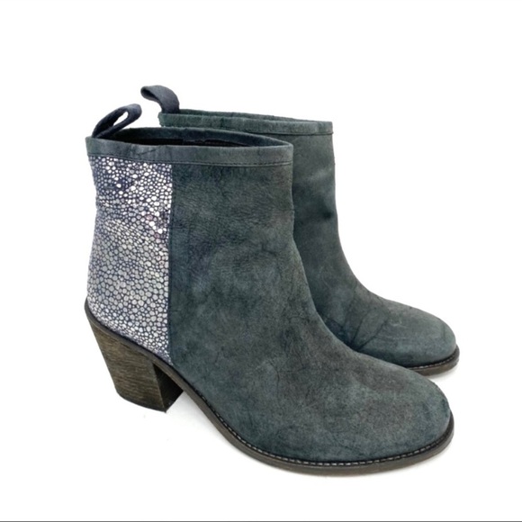 HUMANOID Suede Leather Classic Ankle Bootie in Metallic Gray - Picture 10 of 10